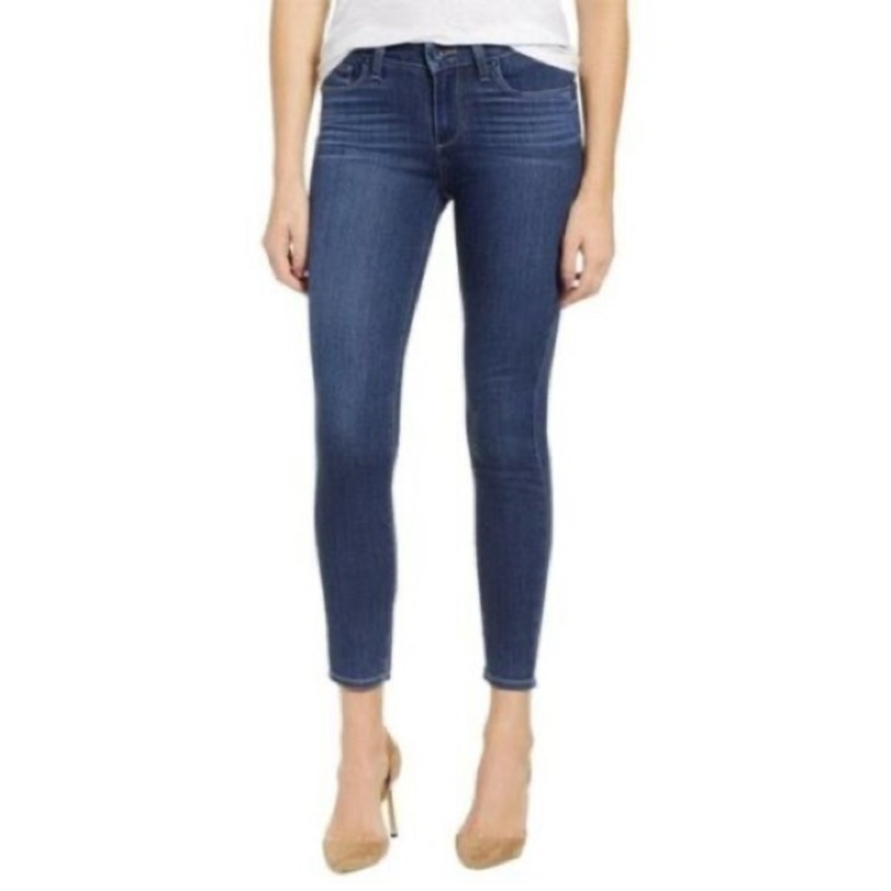 PAIGE Verdugo Crop Zach Medium Blue Wash Stretch Skinny Jeans Size 31